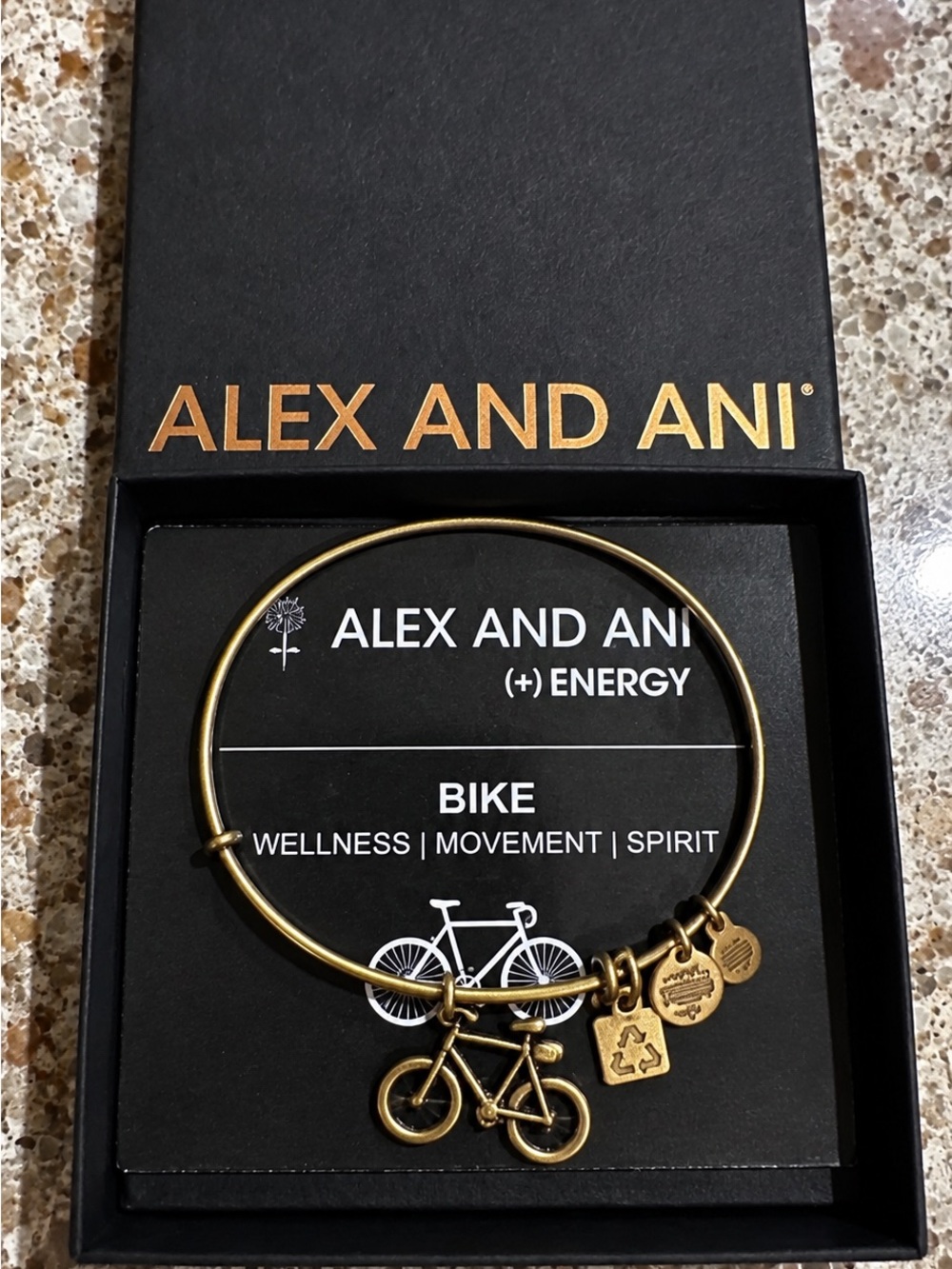 Alex and Ani Gold Bike Charm Bangle Bracelet